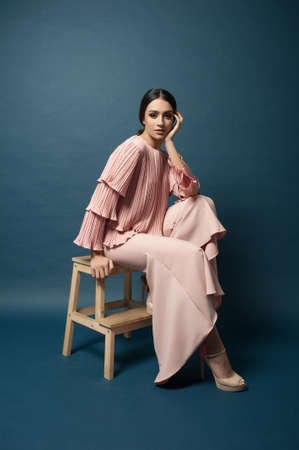 Beautiful middle east female model wearing casual yet elegant cloth.Studio shot.Professional model.の写真素材