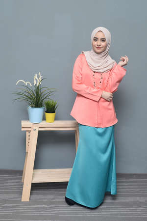 Hijab Fashion.Asian female wearing hijab.の写真素材