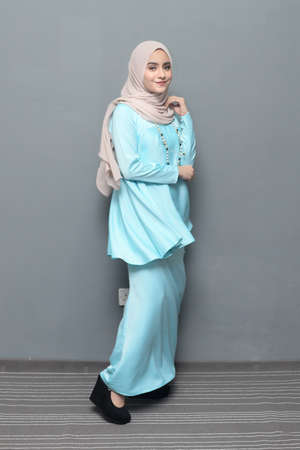 Hijab fashion.Asian female model wearing hijab.の写真素材
