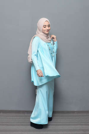 Hijab fashion.Asian female model wearing hijab.の写真素材