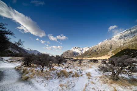 White Horse camping ground and caravan park located in Hooker Valley ,Mount Cook, New Zealand.の写真素材