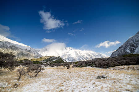 White Horse camping ground and caravan park located in Hooker Valley ,Mount Cook, New Zealand.の写真素材