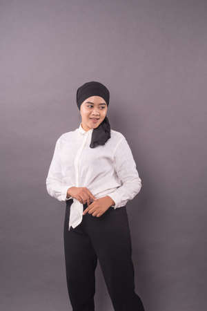 Portraiture of young asian girl wearing turban.Studio shot.の写真素材