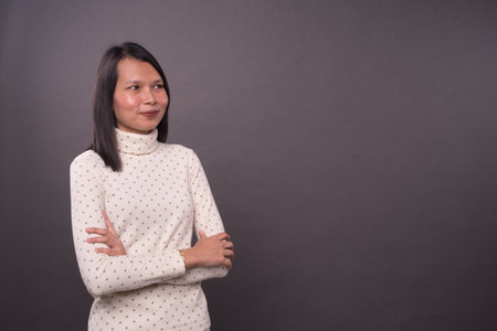 Studio Portraiture of adult mature Chinese woman.の写真素材