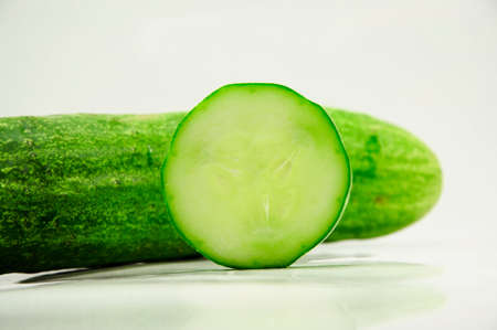 Cucumber green and white backgroundの写真素材