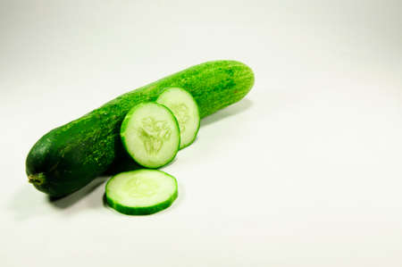 cucumber green and white backgroundの写真素材
