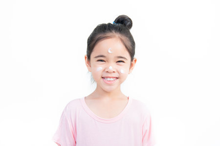 child girl Asia face skin careの写真素材