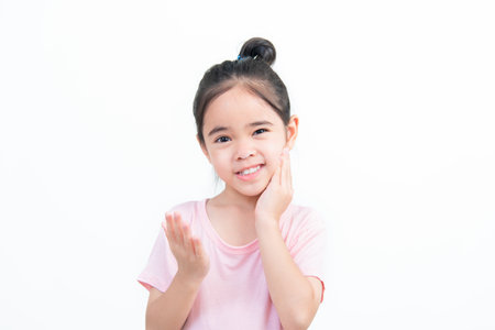 child girl Asia face skin careの写真素材