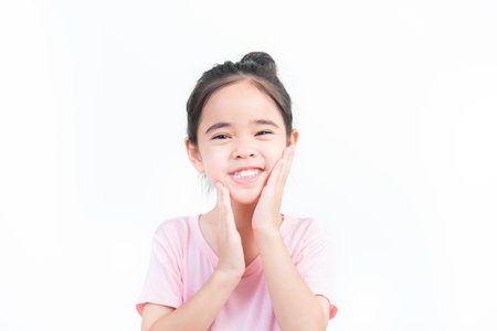 child girl Asia face skin careの写真素材