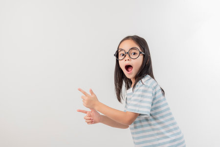 happy little girl, isolated on whiteの写真素材