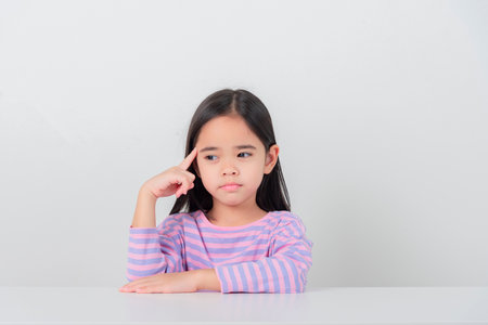 Image of Asian child posing on white  backgroundの写真素材