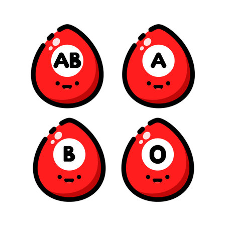 Set of cute funny cartoon blood cells with numbers. Vector illustration.のイラスト素材