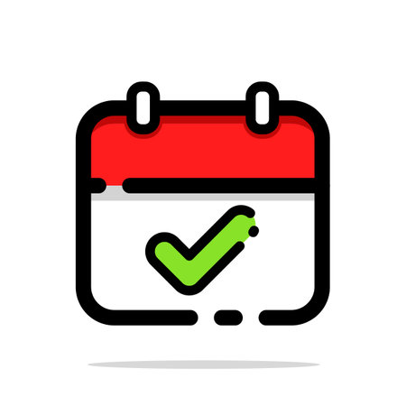 Calendar icon with check mark, vector illustration. Flat design.のイラスト素材