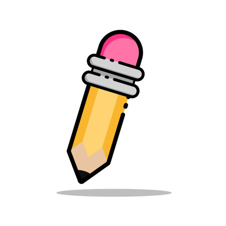 Pencil with eraser icon. Flat design style vector illustration.のイラスト素材