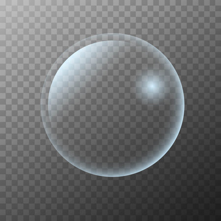 Transparent soap bubble isolated on a transparent background. Vector illustration.のイラスト素材