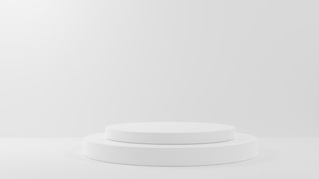 3D rendering abstract white shape podium Perfect platforms for showing your beauty products on white backgroundの写真素材