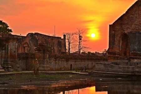 Remains of the temple in Ayutthaya. の写真素材