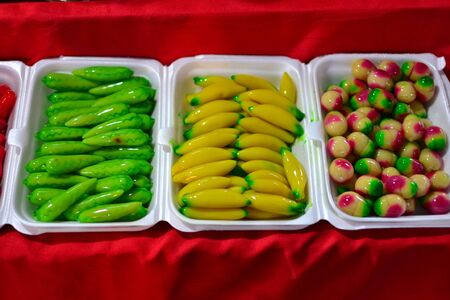 Colorful of Traditional Thai Dessert by nut in fruit styleの写真素材