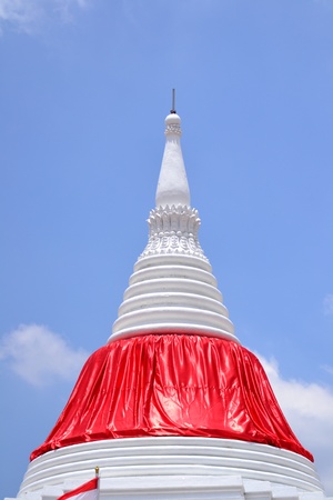 Thai white pagoda and blue sky ,Bangkok,Thailand.の写真素材