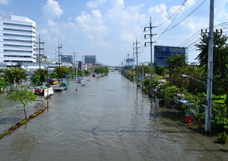 Thailand flood 2011,Bangkok,Thailand,Asia.の写真素材