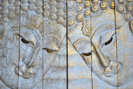 The Carving wood of Buddha Face,Thailand,Asia.のeditorial素材