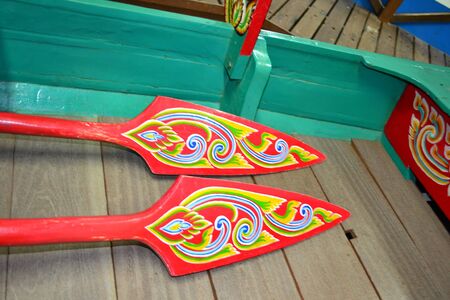 Old wooden oars in Southern Thai-style,Thailand,Asia
