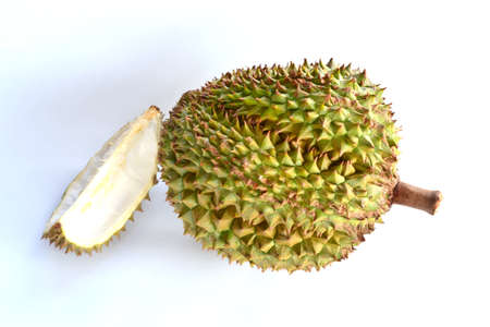 Close up of  durian isolated on white background.