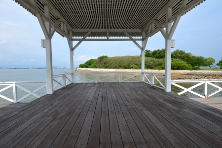 Beautiful wooden pier at Ko Si Chang (Si Chang  Island),Sriracha,Chonburi Province,Thailand,Asiaの写真素材