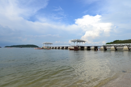 Beautiful wooden pier at Ko Si Chang (Si Chang  Island),Sriracha,Chonburi Province,Thailand,Asiaの写真素材