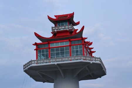 Chinese tower under construction at Si Chang Island,Chonburi Province,Thailand,Asiaの写真素材