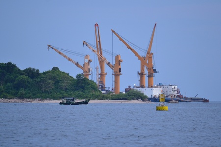Cargo ship at Si Chang Island,Chonburi Province,Thailand,Asia