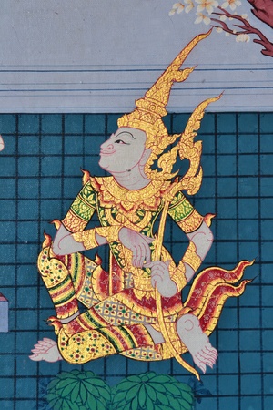 Thai Traditional Painting in Thai temple (Wat thai),Bangkok,Thailand,Asiaのeditorial素材