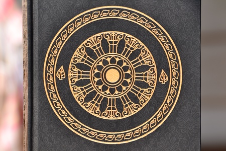 Thammachak wheel,Symbols of Buddhism in Thai temples.