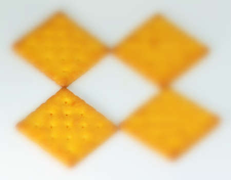 Close up crackers isolated on white background.の写真素材