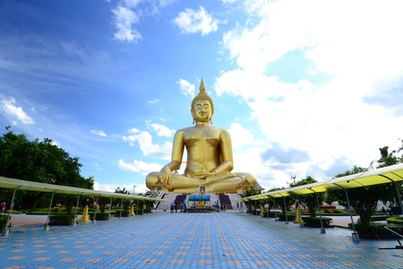 The Biggest Golden Buddha at Thai temple (Wat Muang) ,Thailand,Asia.の写真素材
