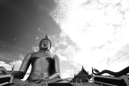The world 's largest Buddha at Thai temple(Wat Muang),Thailand,Asia.の写真素材