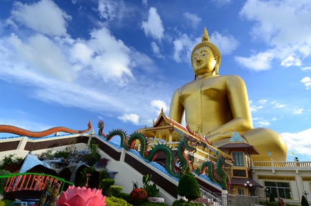 The Biggest Golden Buddha at Thai temple (Wat Muang) ,Thailand,Asia.の写真素材