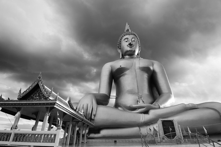 The world 's largest Buddha at Thai temple(Wat Muang),Thailand,Asia.の写真素材