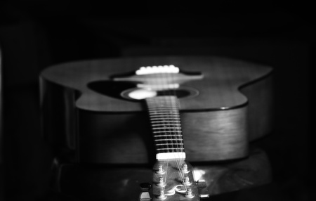 closeup of folk guitarの写真素材