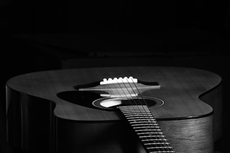 closeup of folk guitarの写真素材