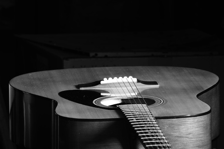 closeup of folk guitarの写真素材
