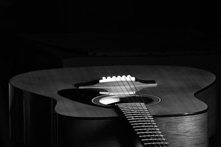 closeup of folk guitarの写真素材