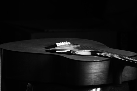 closeup of folk guitarの写真素材