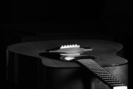 closeup of folk guitarの写真素材