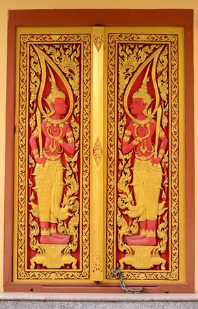 Detailed of the Thai temple window.の写真素材