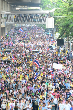 Many people protest to democracy,Thailand,9 th Dee,2013.のeditorial素材