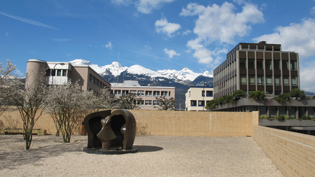 Beautiful sculptures and landscape and of Vaduz, Principality of Liechtenstein, Europe.のeditorial素材