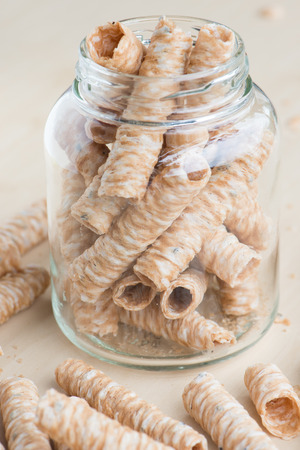 Crispy roll snack in the bottle,Thailand foodの写真素材