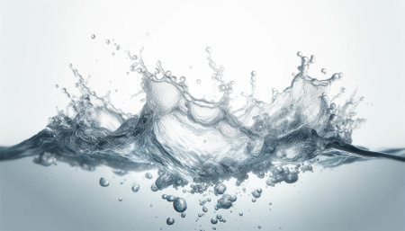 Water splashes isolated on white background with copy space for your text.の素材