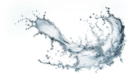 Water splashes isolated on white background with copy space for your text.の素材